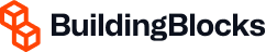 BuildingBlocks logo with orange cube icon and dark blue text